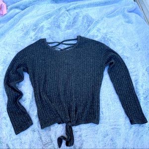Size L No Boundaries Long Sleeve Cropped Sweater with Cross Laced Back
